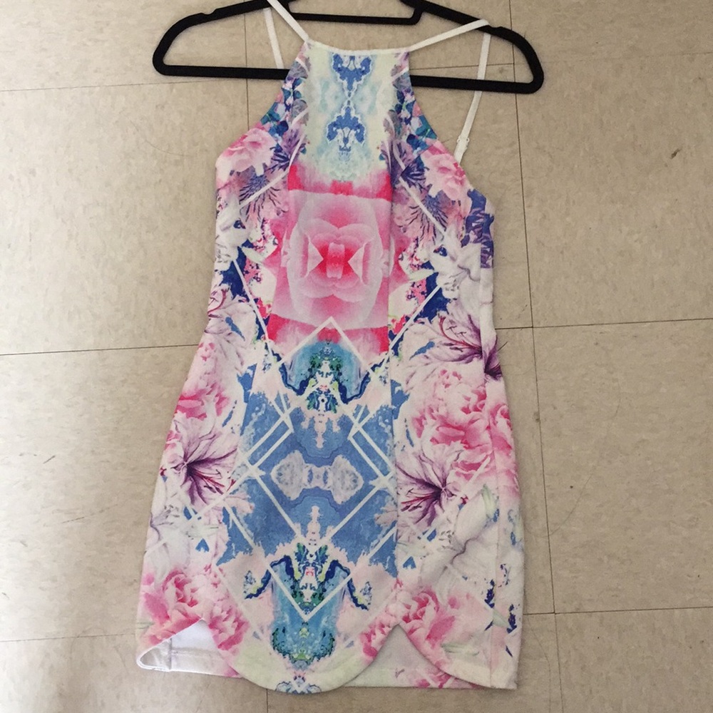 Floral galaxy bodycon dress